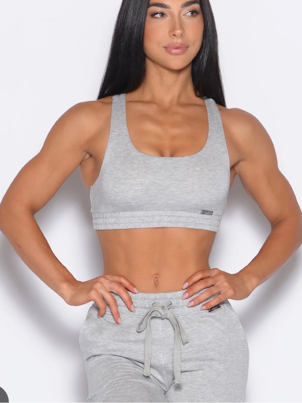 Bombshell Sportswear Gray Sweat Lounge Sports Bra Small